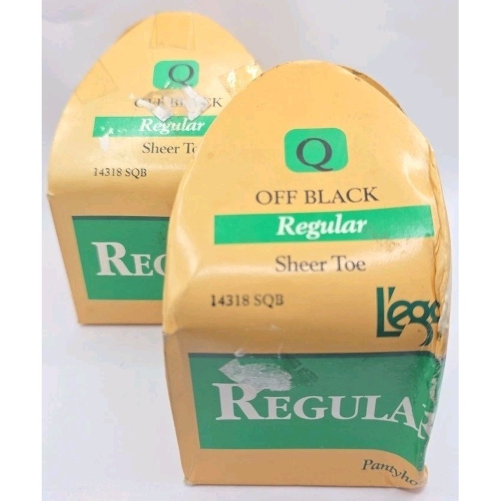 2 Vintage L'eggs Day Sheer Regular Pantyhose In Off Black Size Q